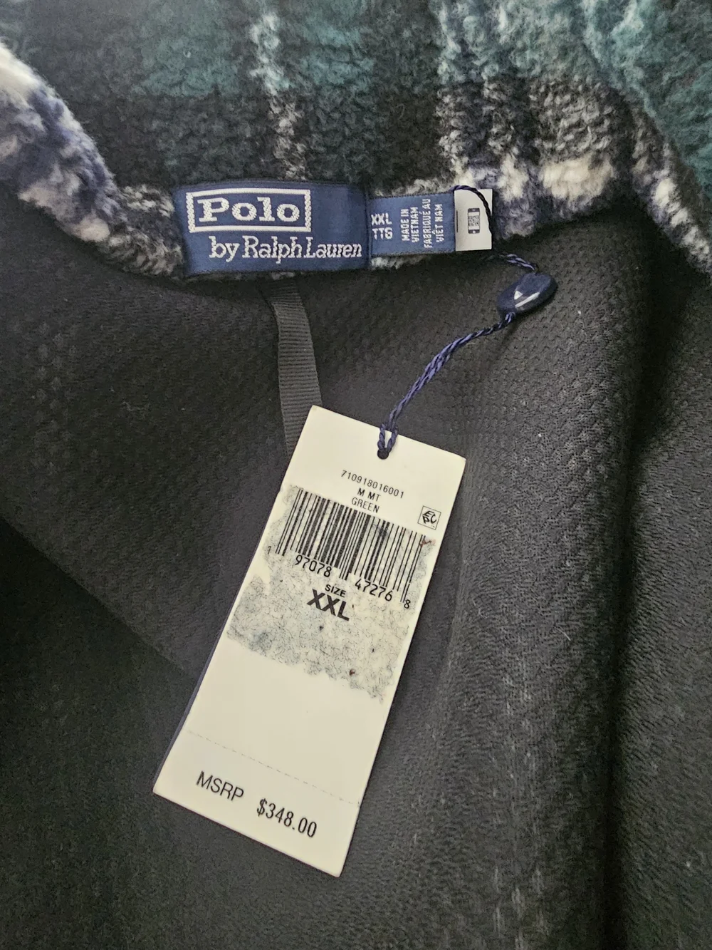 Polo Ralph Lauren Men's 2XL Long Sleeve Fleece Jacquard Jacket Plaid Pile